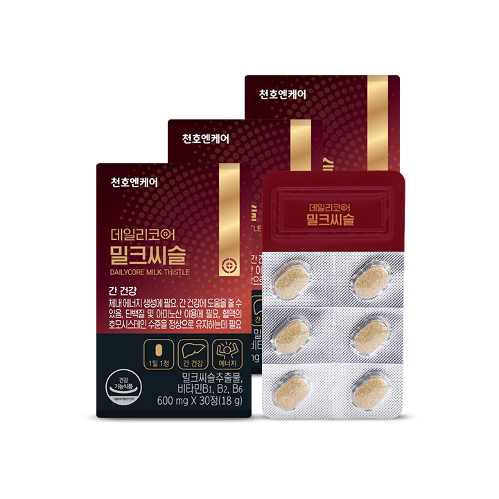 천호엔케어 간건강 실리마린 130mg 4중 기능성 밀크씨슬 600mg 30정, 3개 - 상세 이미지 2