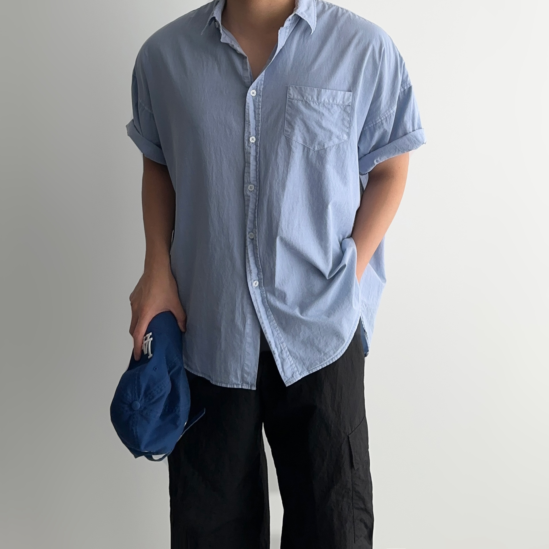 1+1 여름와이셔츠 남자오버핏남방 - 상세 이미지 2