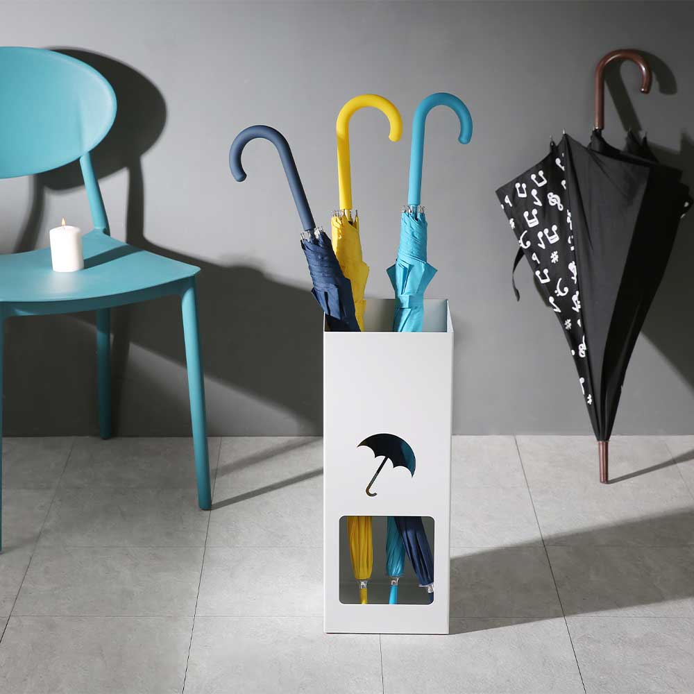 에코프랜 우산꽂이 사각 화이트 1개 업소용 카페 인테리어 디자인 철제 우산 걸이 정리 보관함 정리함 거치대