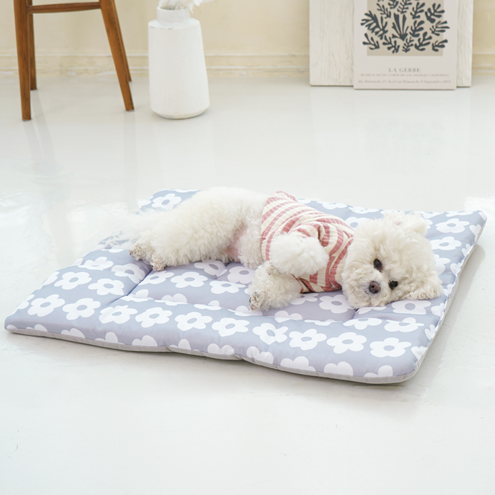 개과천선 미로 강아지 사각 방석 애견 꽃무늬 쿠션 꿀잠 침대 다용도 고양이 소프트 그레이