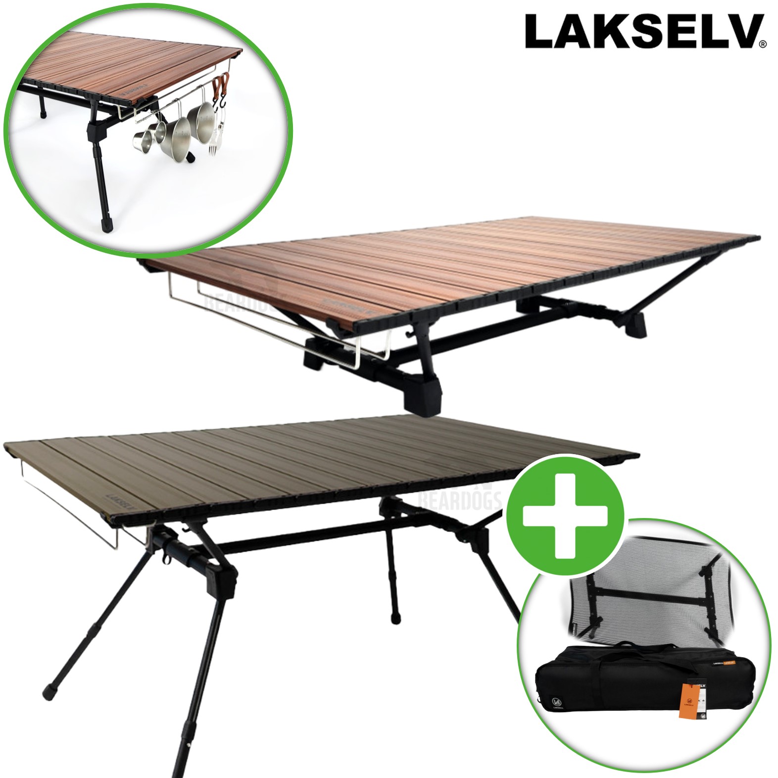 락셀 테이블 캠핑 미니 롤테이블 좌식 높이조절 메쉬망 조리기구걸이 세트