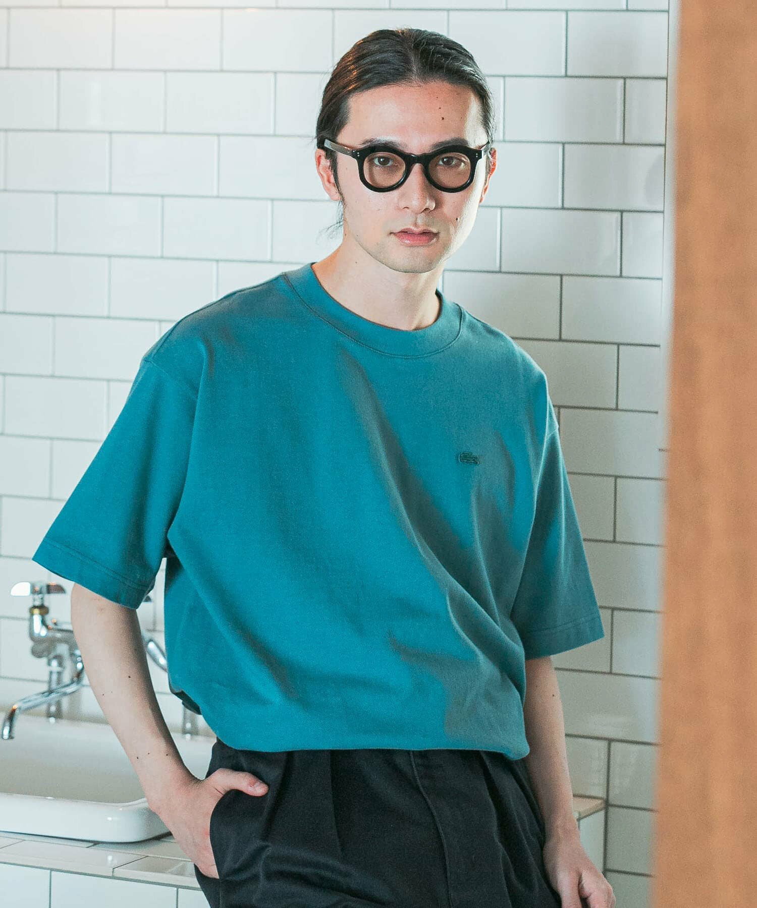 라코스테 LACOSTE x DOORS 모스 스티치 남성 반팔 티셔츠 4컬러 - 상세 이미지 3