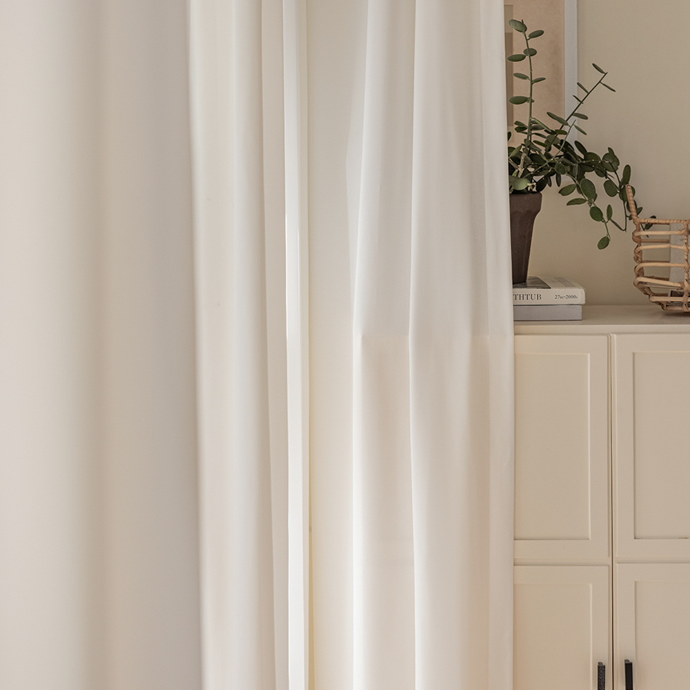 소르르 이음선 없는 형상기억 차르르 쉬폰커튼 비침없는 화이트 맞춤제작 나비주름 안방 120x265