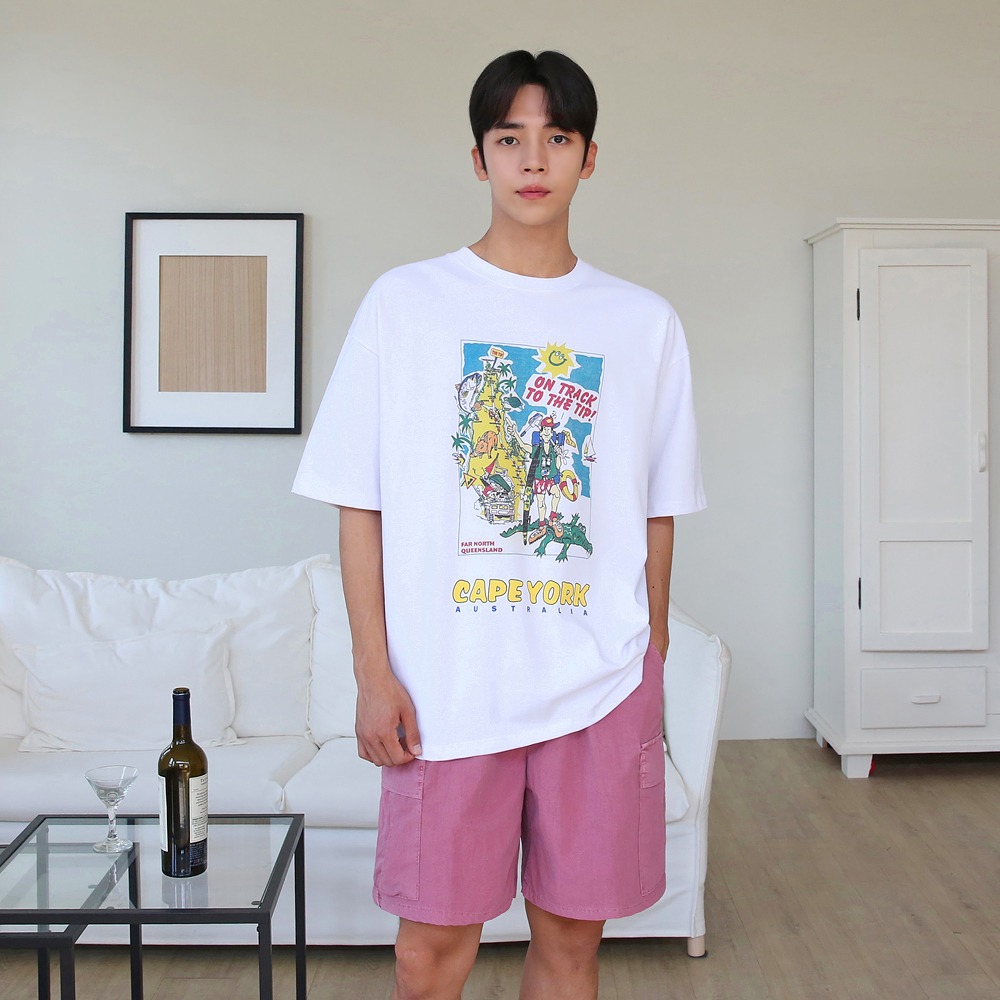 투어 프린팅 반팔 티셔츠 : 하오칸