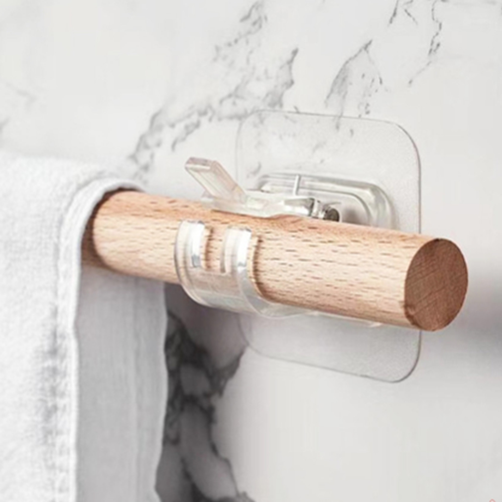 접착식 투명 압축봉브라켓 홀더 못없이 커튼봉걸이 2p