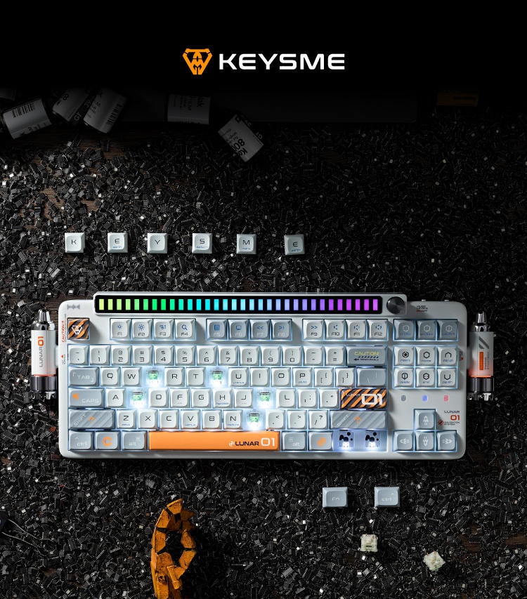 keysme Lunar01 기계식 키보드 블루투스 무선 87키 RGB 게이트론 화이트 - 상품 이미지