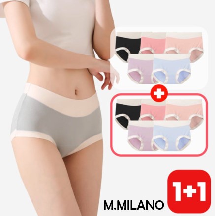 밀라노 여성언더웨어 심리스 투톤 무봉제 햄라인 모달 하이웨스트 여자팬티 10매 - 메인 이미지