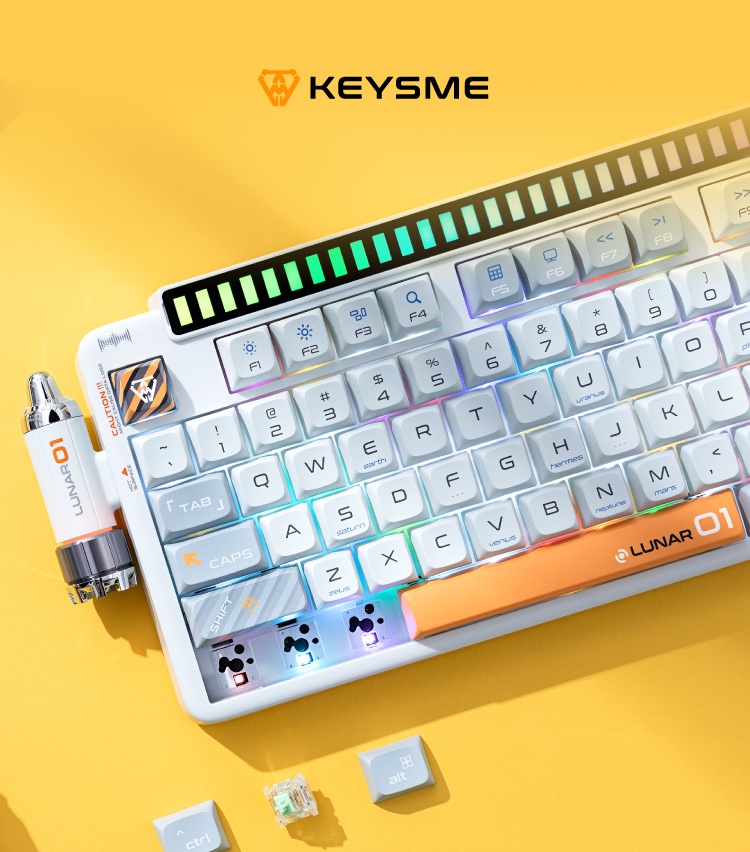keysme Lunar01 기계식 키보드 블루투스 무선 87키 RGB 게이트론 화이트 - 상세 이미지 3