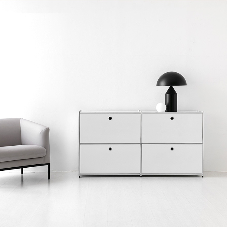 심플리 2x2 수납장 4문 BC018 1520x400x820mm, 2단, 퓨어화이트 2708.7578 - 상세 이미지 5