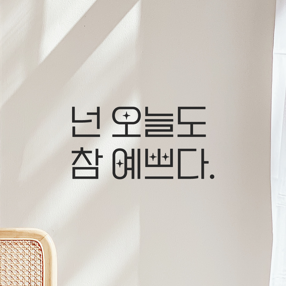 인테리어 포인트 예쁜 별폰트 레터링 스티커 넌 오늘도 참 예쁘다 LPP-016S검정 이미지 8
