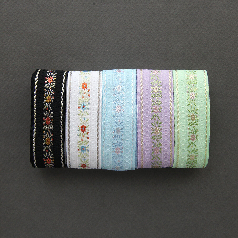 파스텔 베르니 자수 리본 폭2.7cm 길이90cm 자가드 리본재료 - 상세 이미지 2