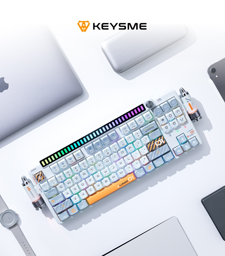 keysme Lunar01 기계식 키보드 블루투스 무선 87키 RGB 게이트론 화이트 - 상세 이미지 2