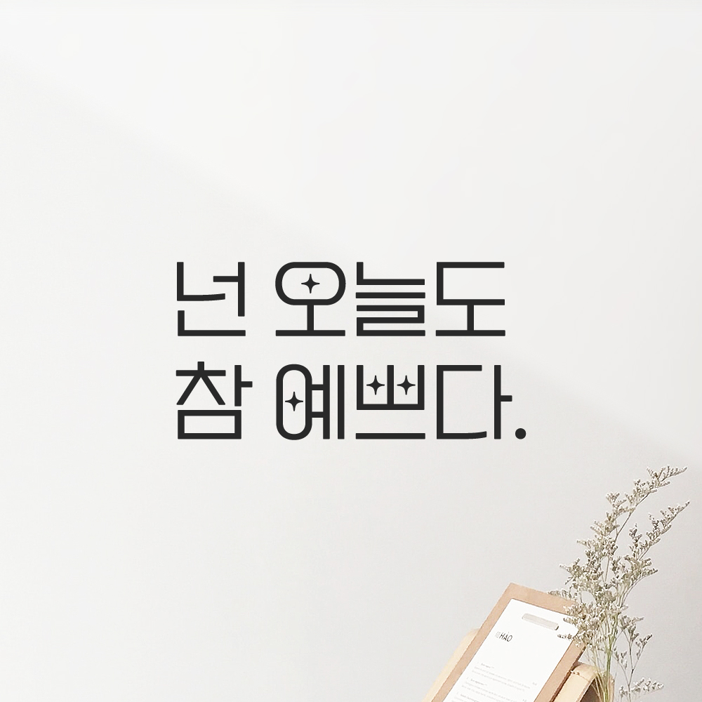 인테리어 포인트 예쁜 별폰트 레터링 스티커 넌 오늘도 참 예쁘다 LPP-016S 검정 이미지 8