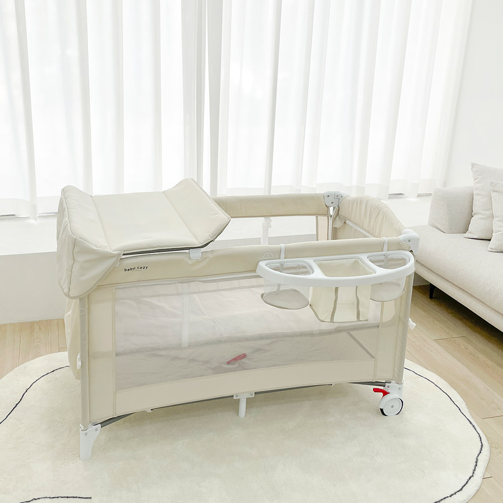 베베코지 신생아 아기 침대 접이식 유아 범퍼 높이조절 휴대용 이동식 돌