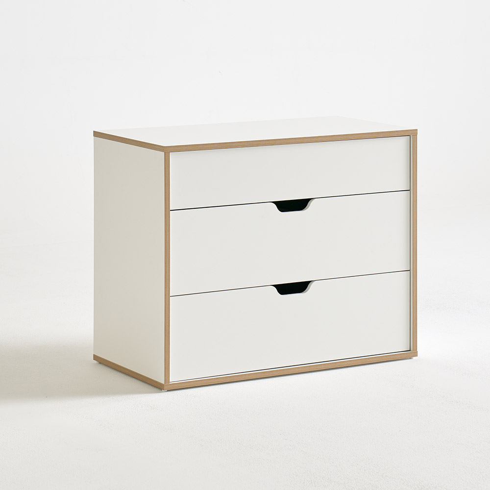 E0자재 무노 와이드 잠금가능 서랍장 900x480x730mm, 3단, 화이트 (MN1567) 이미지 7