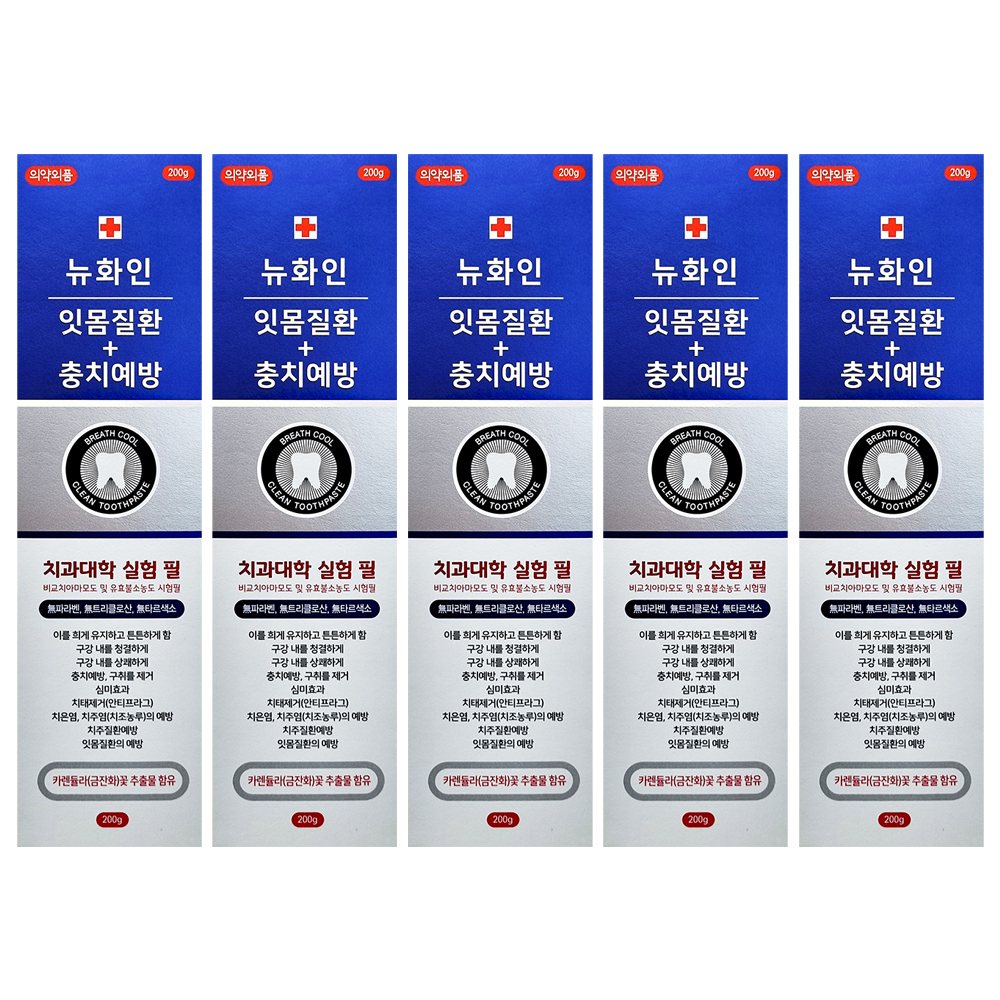 뉴화인치약 잇몸질환 충치예방 200g, 5개 - 상품 이미지