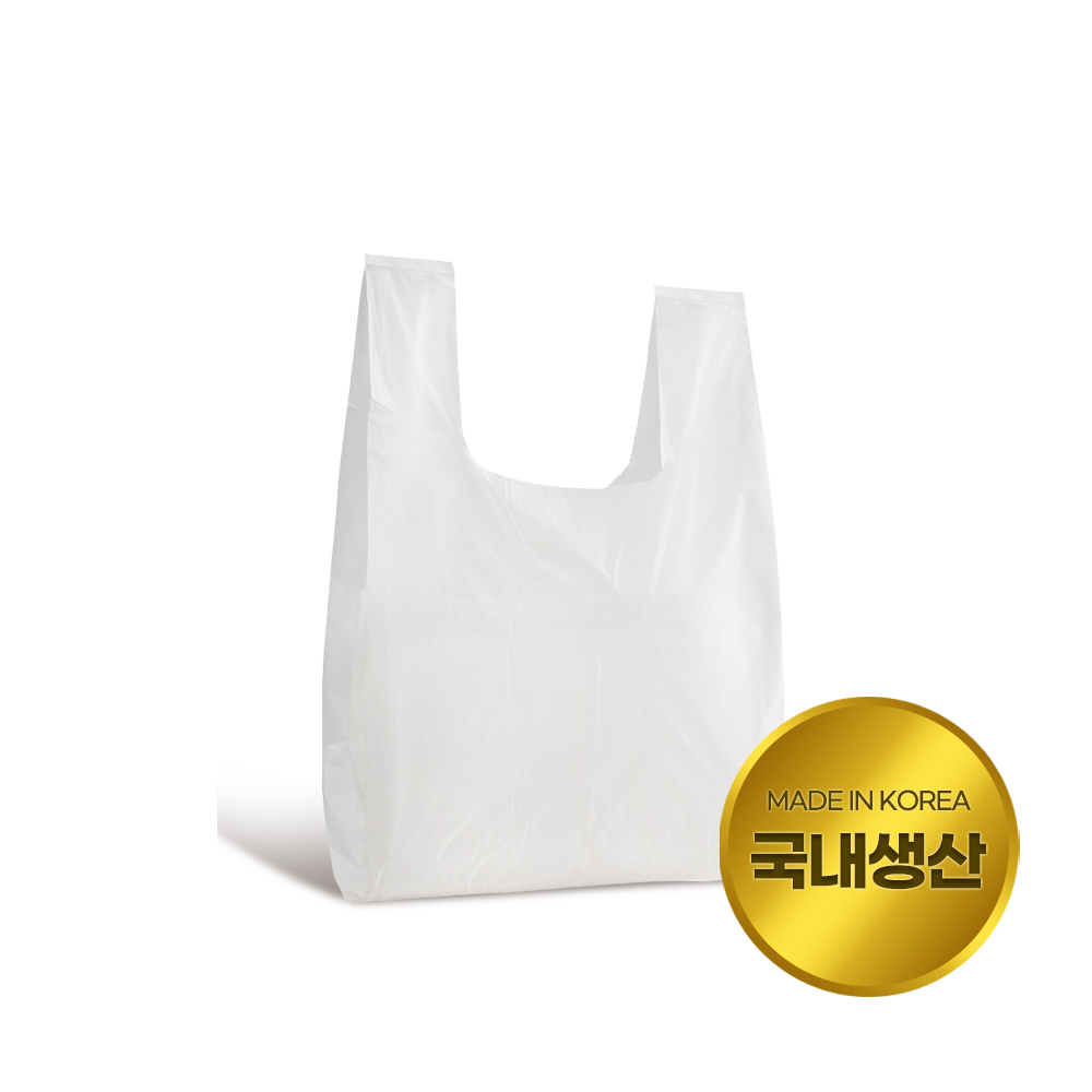 국산 두꺼운 HD PE 반 투명 사각 U형 봉투 손잡이 비닐 쇼핑 백 봉투 100매 소형 : 대진라이프