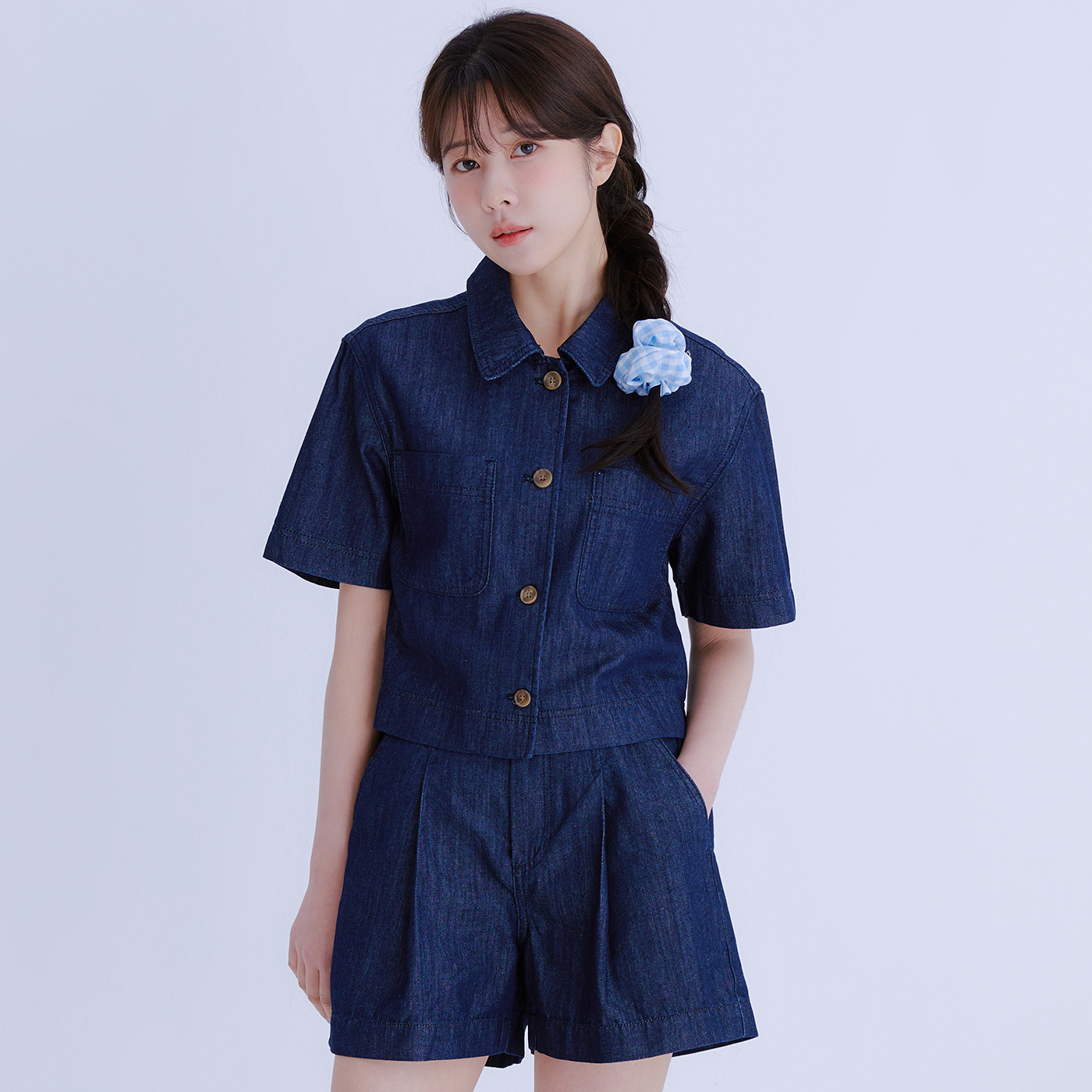 로엠 데님 반팔 셔켓 RMYWE25G16