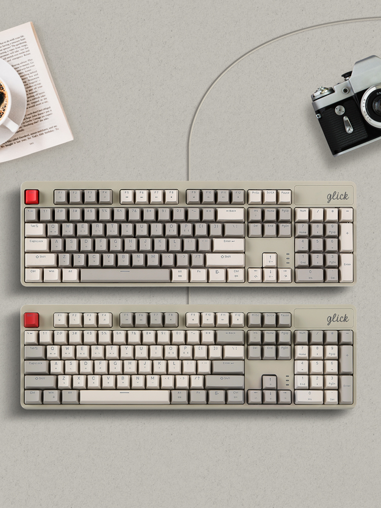 지클릭커 레트로 레드 슈퍼히어로 SPK104 저소음 풀 윤활 기계식 키보드