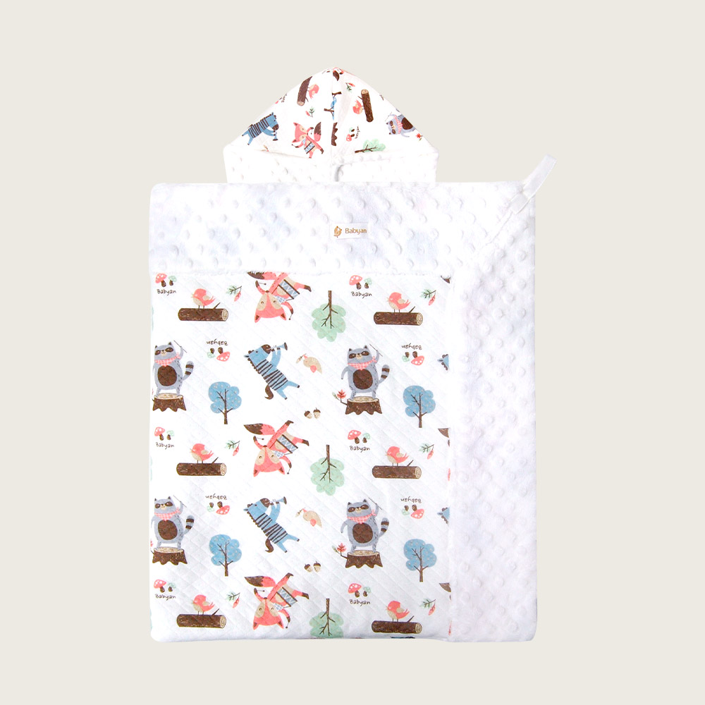 베이비앙 무형광 뮤직애니멀 후드형 스노우 블랭킷