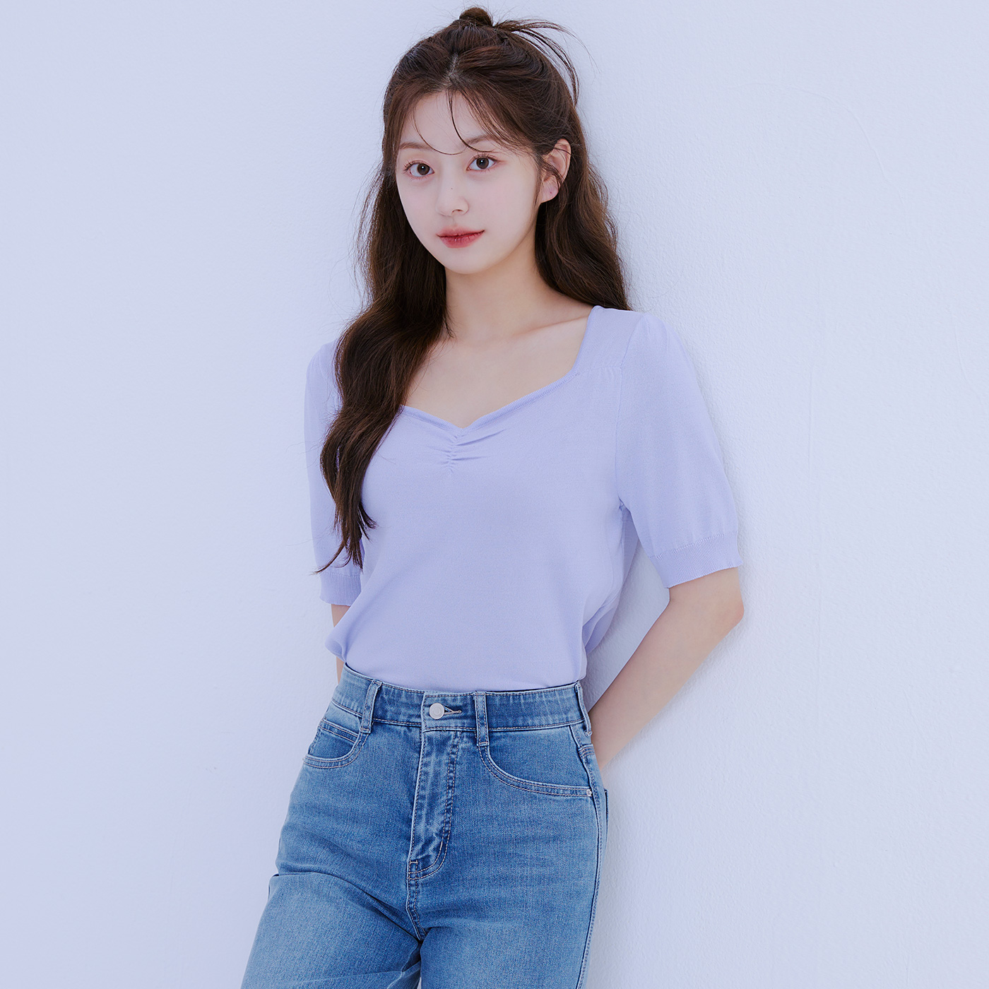 로엠 하트넥 꼬임 반팔 스웨터 RMKAE25RT7 이미지 2
