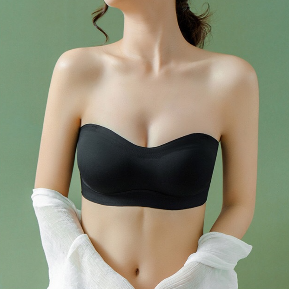 오프숄더 노끈브라 흘러내림방지 웨딩촬영 스트랩리스 튜브탑 심리스 누드 탱크탑 끈없는브라 - 상세 이미지 5