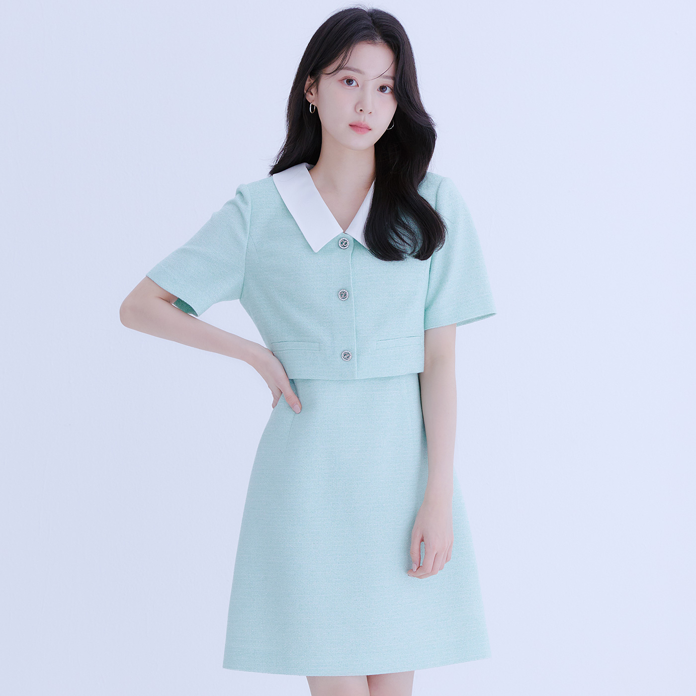 로엠 카라 트위드 2in1 원피스 RMOWE25R17 - 상세 이미지 2