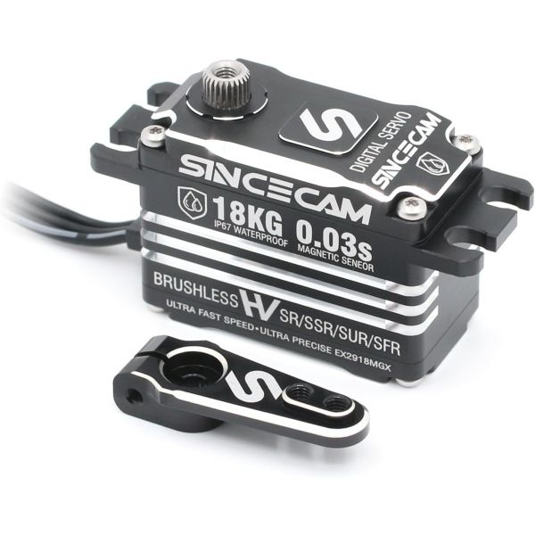 Sincecam 18kg 로우 프로파일 고속 방수 브러시리스 스티어링 서보 8.4v 디지털 프로그래밍 가능 올 메탈 사선 기어 알루미늄 케이스... 