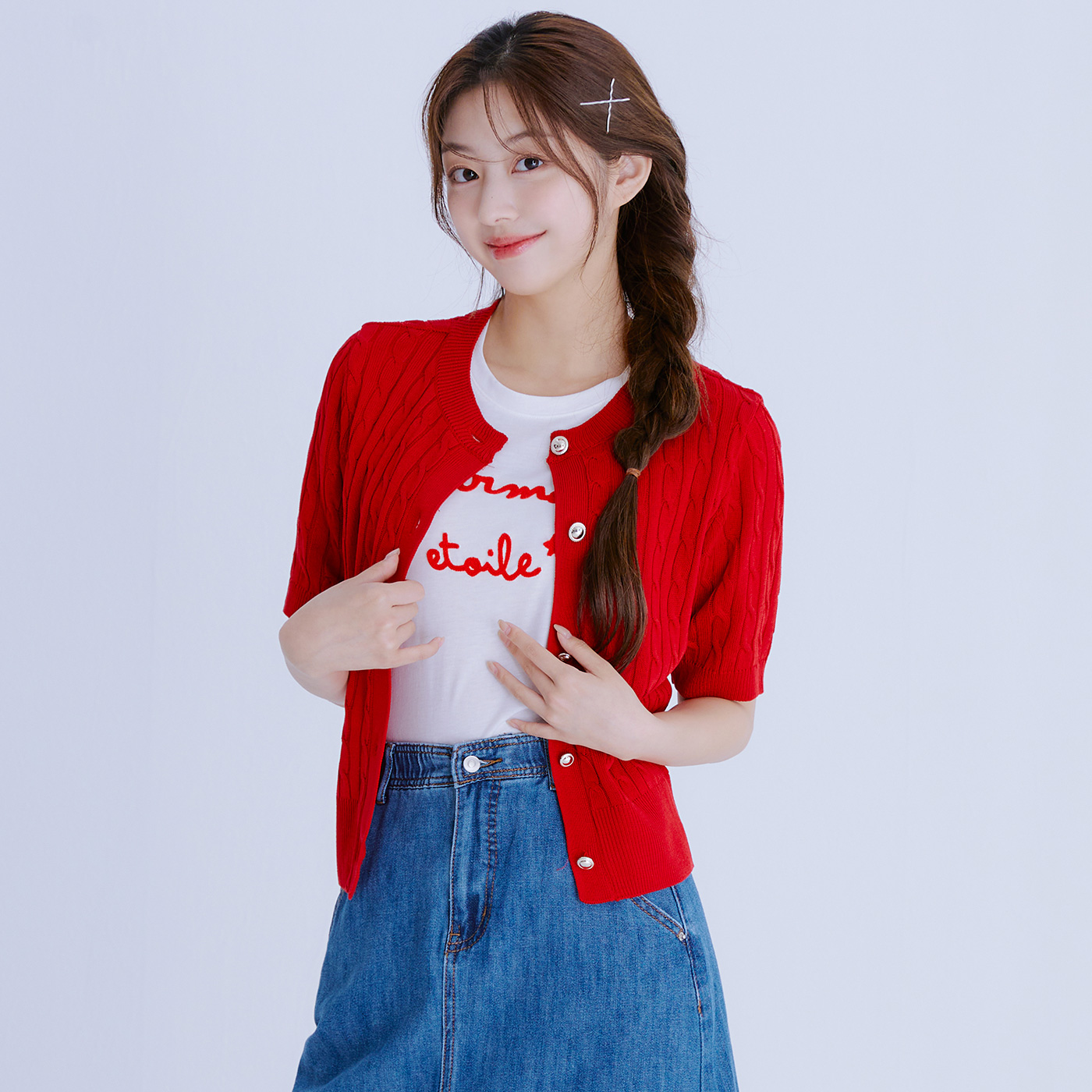 로엠 케이블 반팔 가디건 RMCKE37RT7