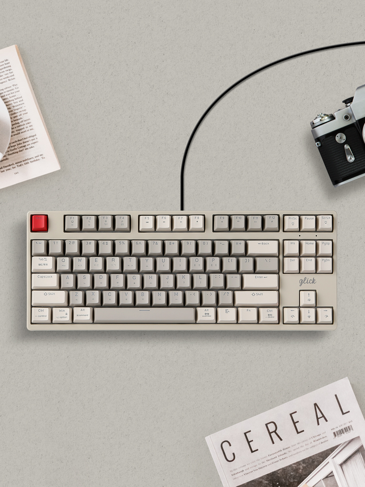 지클릭커 레트로 레드 슈퍼히어로 SPK87 저소음 풀 윤활 기계식 키보드