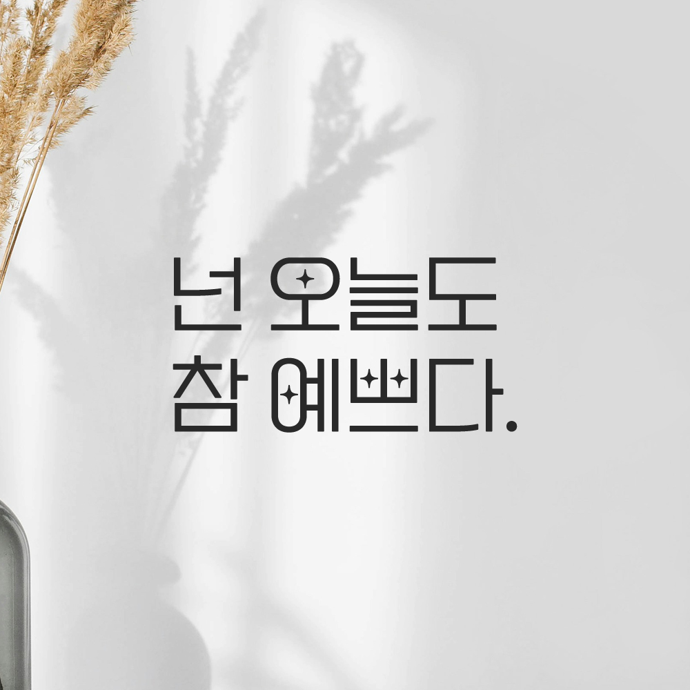 인테리어 포인트 예쁜 별폰트 레터링 스티커 넌 오늘도 참 예쁘다 LPP-016S검정 이미지 6