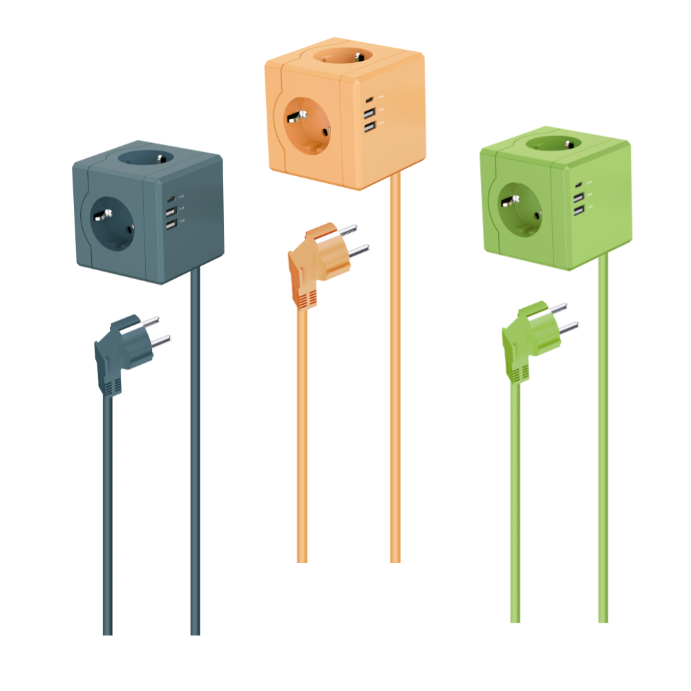 MPG Art02 큐브 고용량 납작멀티탭 USB C타입충전기 케이블형 1.8m 멀티콘센트