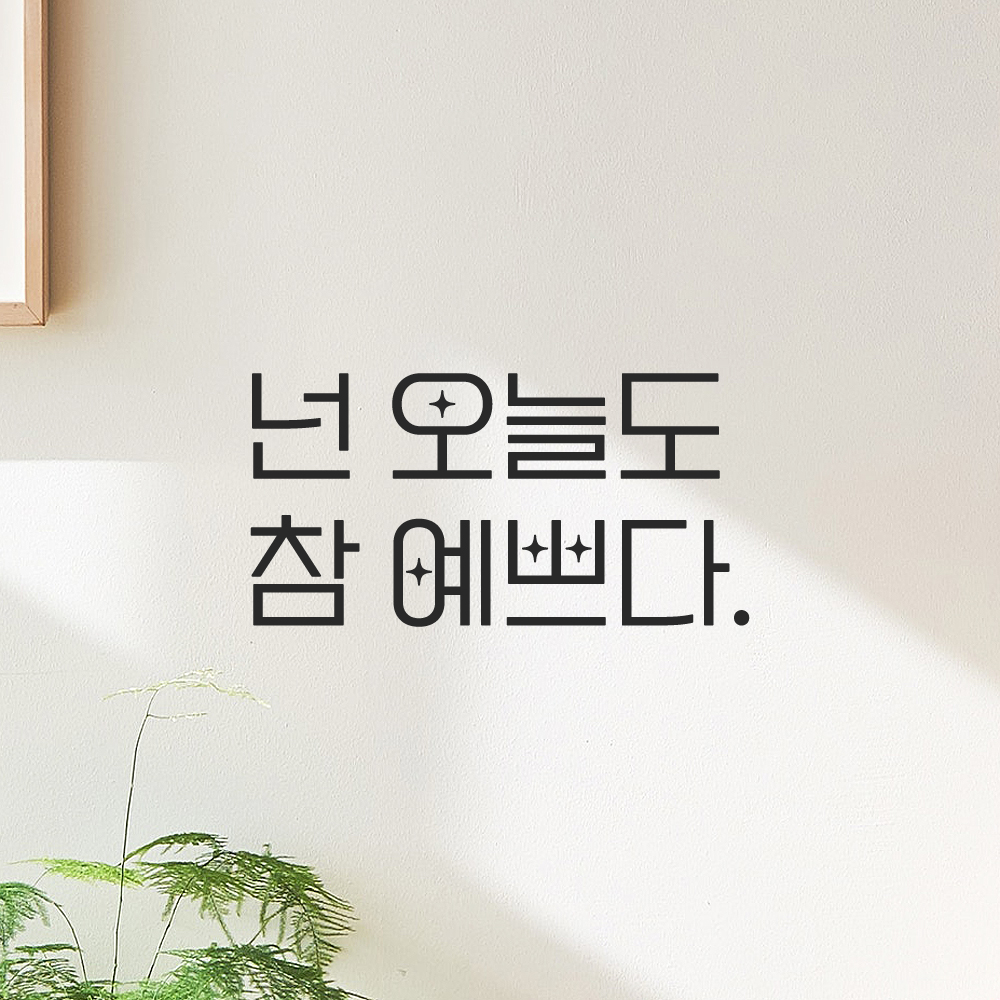인테리어 포인트 예쁜 별폰트 레터링 스티커 넌 오늘도 참 예쁘다 LPP-016S 검정 이미지 6