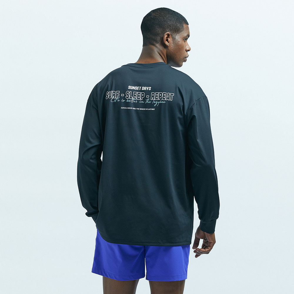 여성 남자 루즈핏 빅사이즈 래쉬가드 상하세트 커플 수영복 뒷로고 블랙 G101