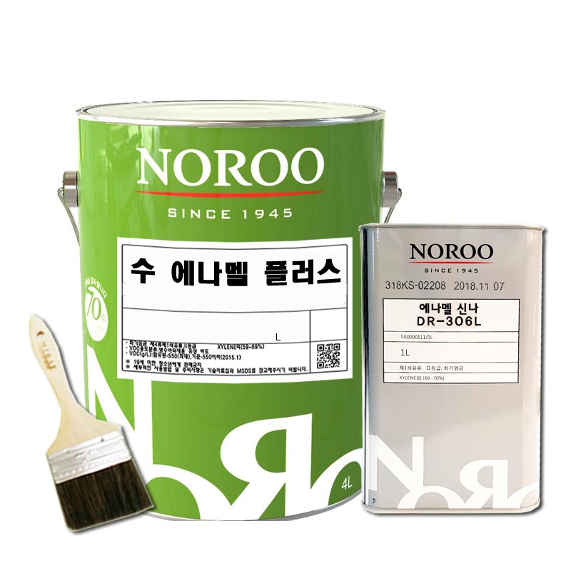 노루 수 에나멜 플러스 유성 페인트  4L 유광 흰색 희석제세트 - 상품 이미지