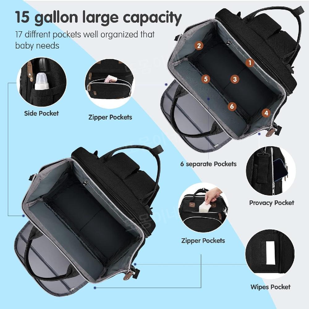 기능성 기저귀 가방 위한 모던 올인원 프리미엄 엄마 아빠 가벼운
