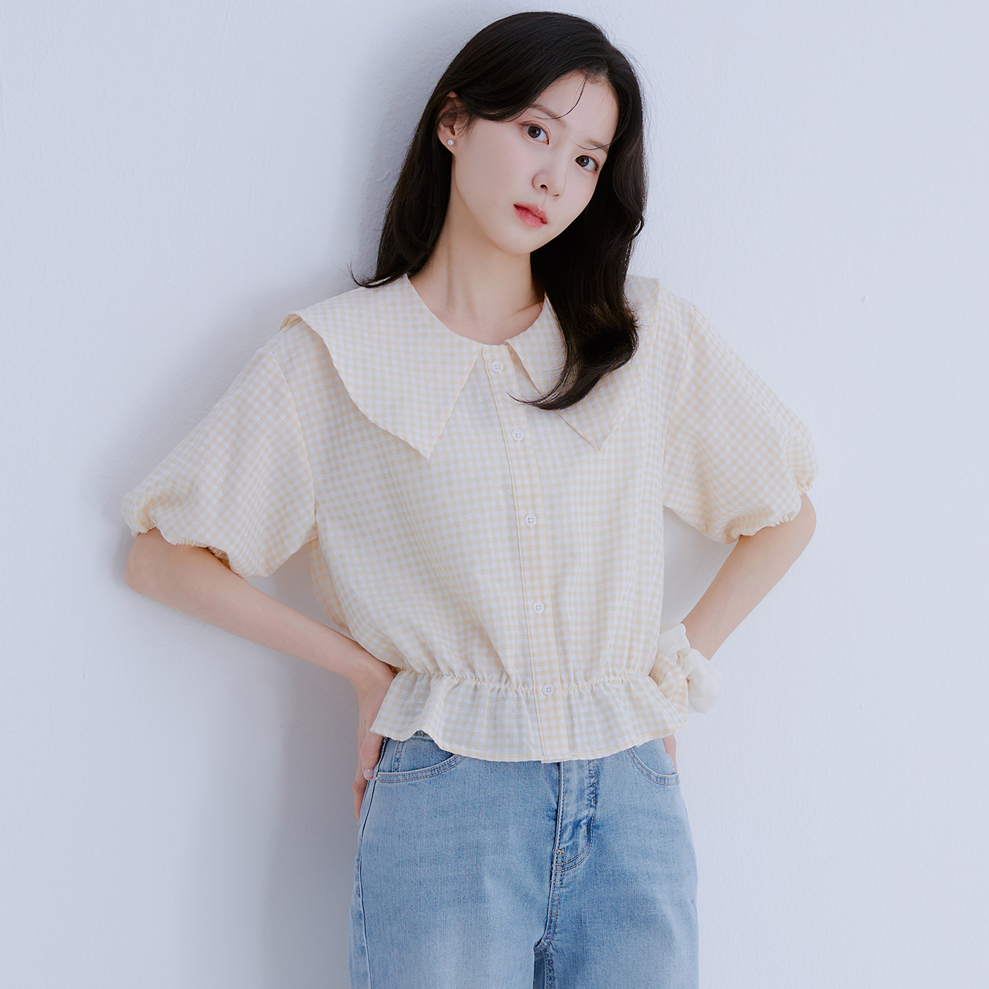 로엠 빅카라 체크 블라우스 RMBLE38R32 - 상세 이미지 2