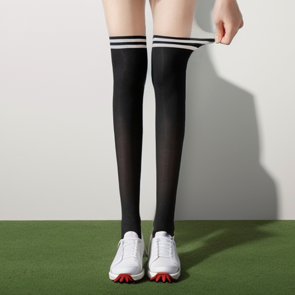 바디잇 자외선차단 투톤 골프스타킹 일체형 니삭스, 블랙, 1세트 - 상품 이미지