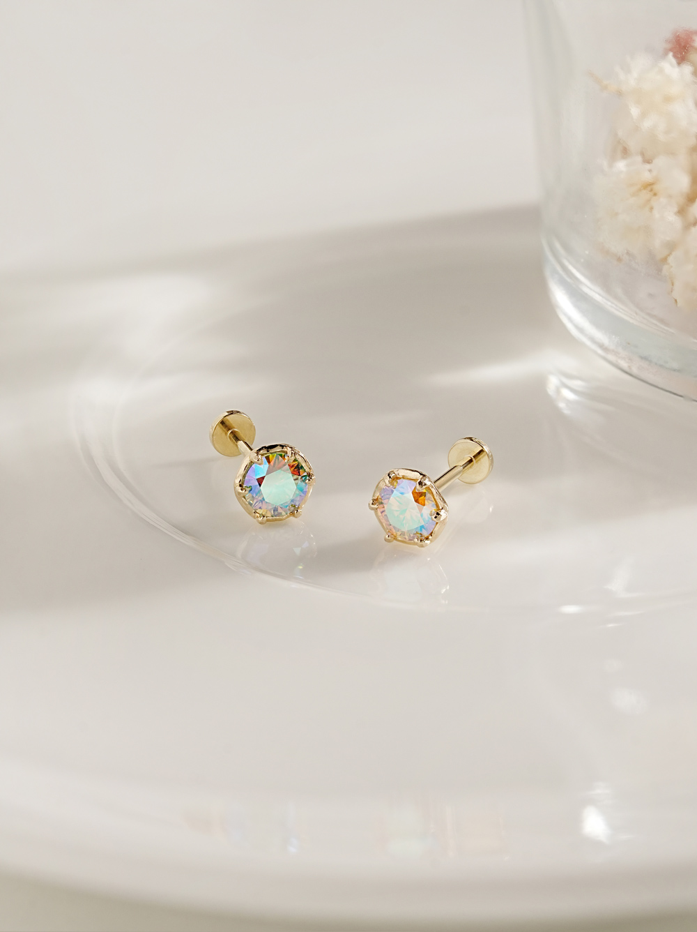 [0.8mm]14K 인터널 모이사나이트 다이아 오로라 라블렛 피어싱 3부