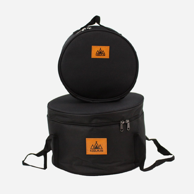 KOOLMAN 쿨맨 캠핑 코펠 가방 원형 식기 수납 L, 골든브라운