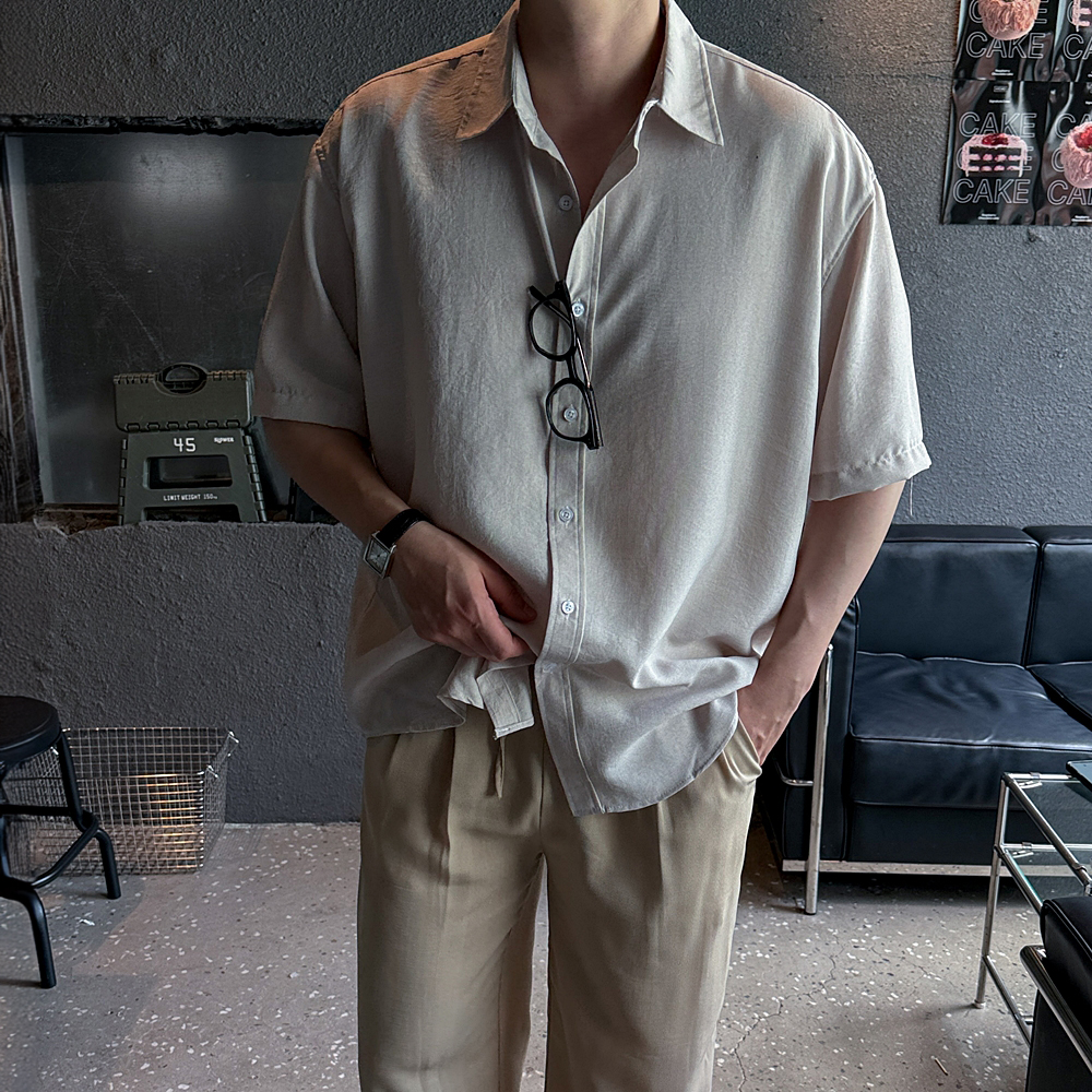 반팔와이셔츠 구김없는셔츠 남자린넨셔츠 - 상세 이미지 2