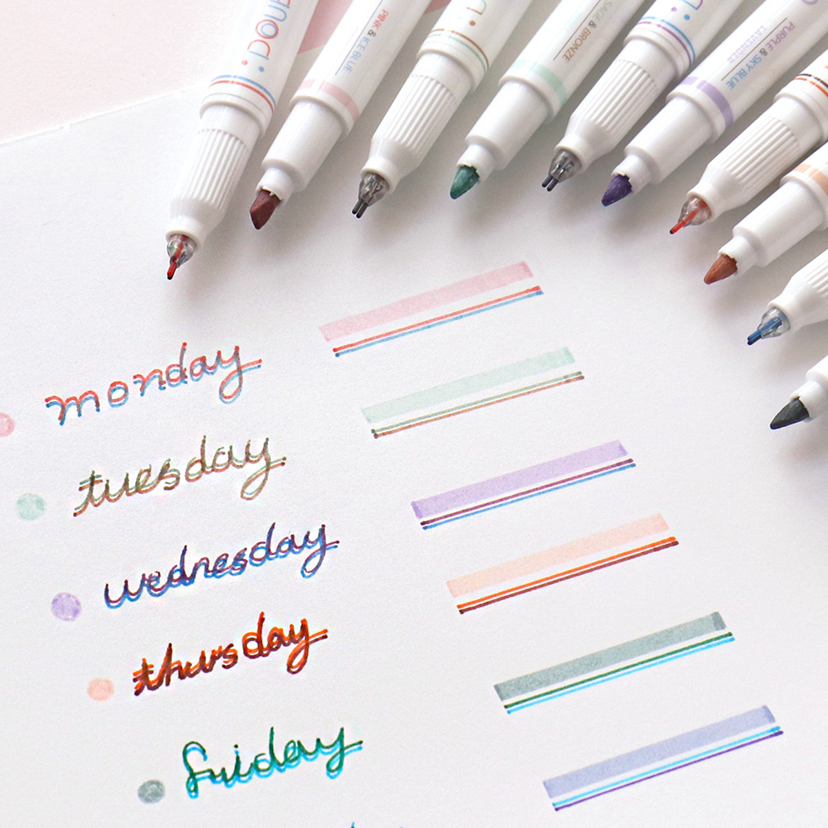 아이코닉 더블라인 데코펜 3개입(형광펜 멀티펜 삼색펜 다이어리 꾸미기)Spring 제품 이미지