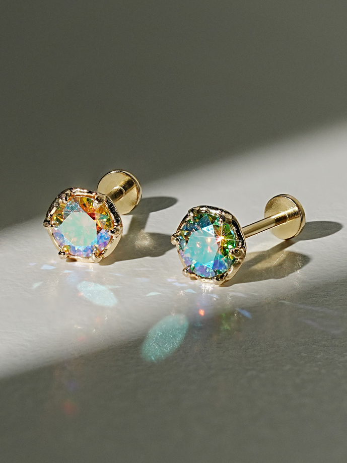 [0.8mm]14K 인터널 모이사나이트 다이아 오로라 라블렛 피어싱 3부