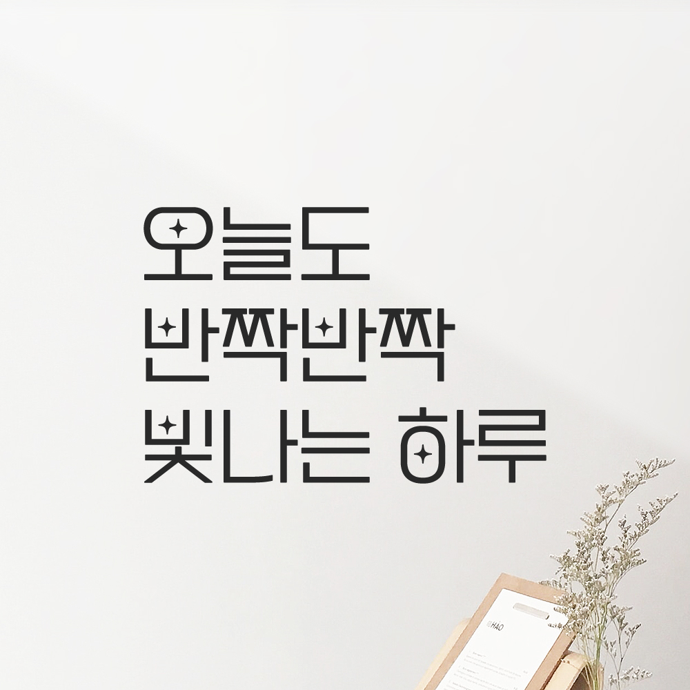 인테리어 포인트 예쁜 별폰트 레터링 스티커 오늘도 반짝반짝 빛나는 하루 LPP-034S검정 - 상세 이미지 5
