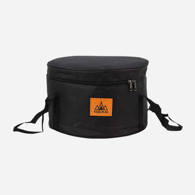 KOOLMAN 쿨맨 캠핑 코펠 가방 원형 식기 수납 L, 블랙