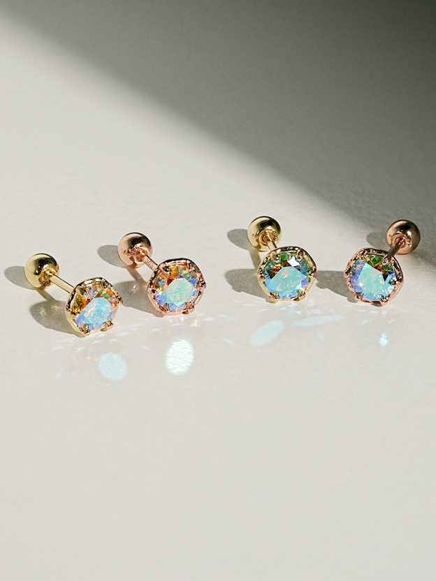 14K 모이사나이트 다이아 오로라 피어싱 귀걸이 3부