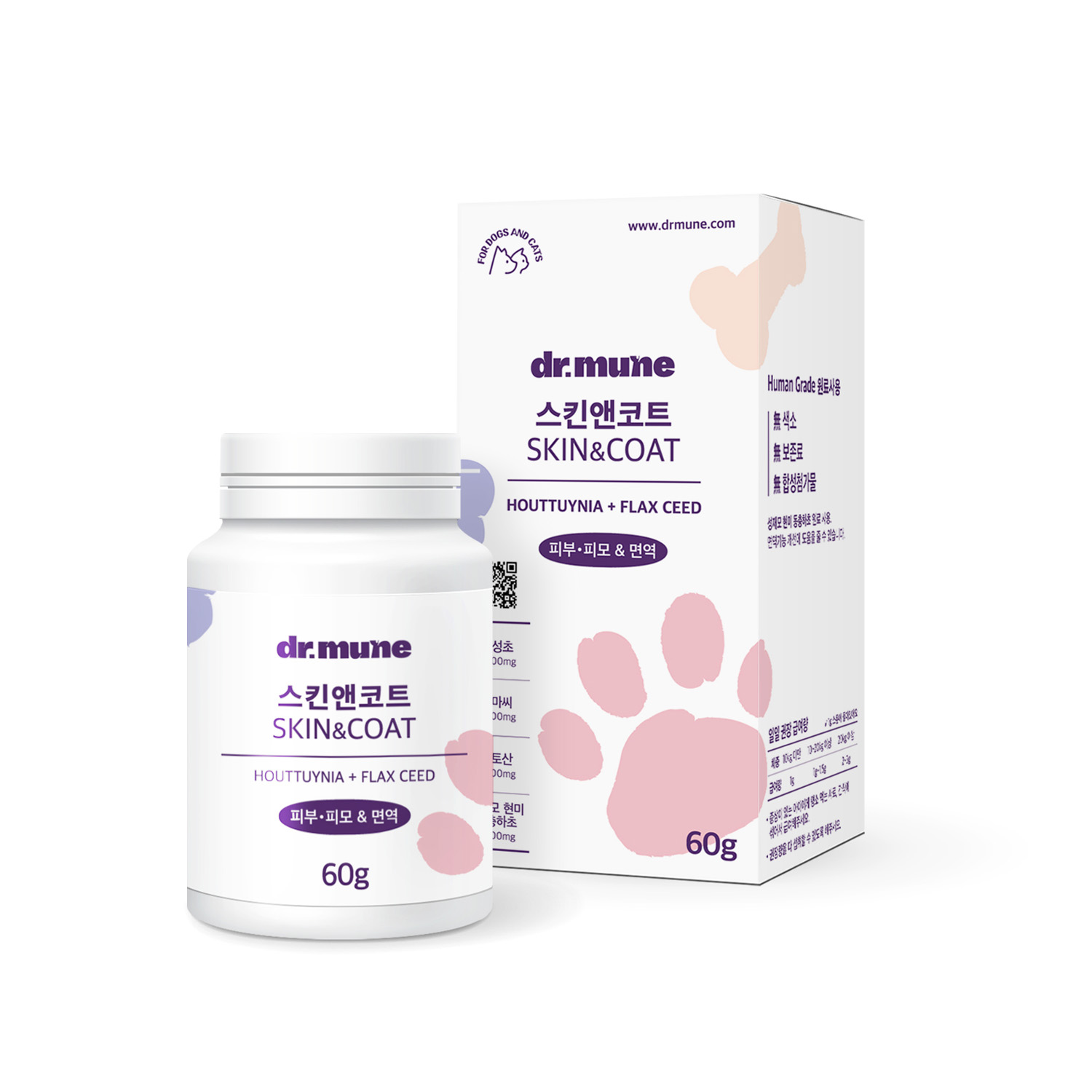 닥터뮨 스킨앤코트 강아지 고양이 피부 영양제 피모 습진 건조 모질 보습 항산화 면역력 - 상품 이미지