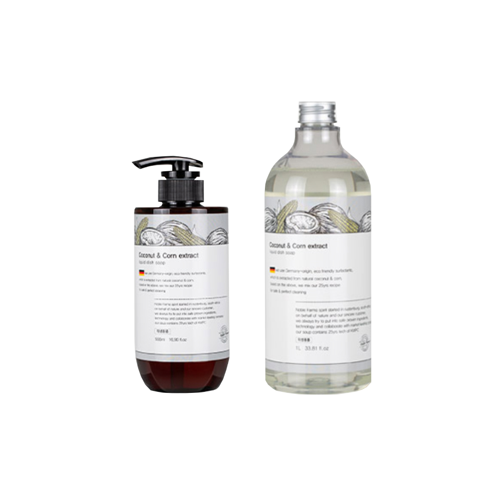 노블팜스 천연유래 1종 젖병 주방세제 500ML 1통+1L 1통 비건 맨손설거지 - 상세 이미지 2