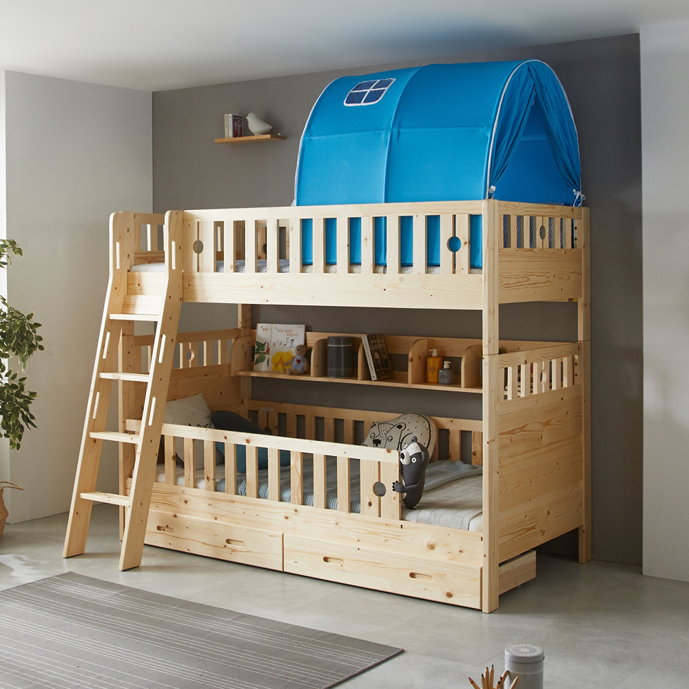 원목 이층침대 어린이 주니어 분리형 튼튼한 다자녀 침대 가드 S