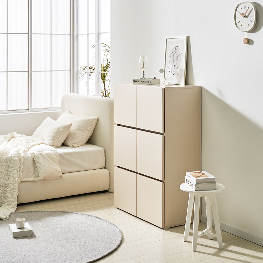 로아 수납장 모듈 다용도 거실 맘마존 (기본형) 800, 3단, 크림화이트